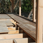 cedar planks installed on front porch- Paradise Vista lot 16